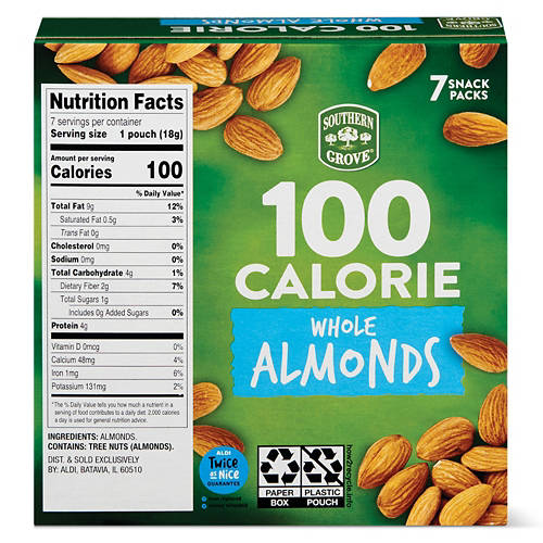 Southern Grove 100 Calorie Whole Almonds Snack Pack, 4.41 oz